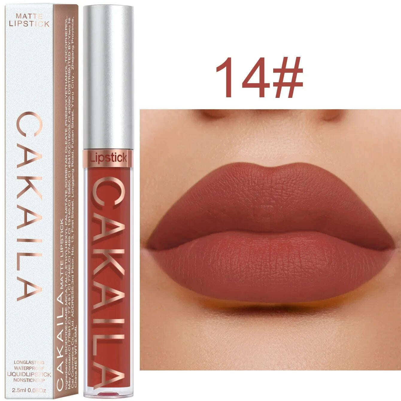 KIMLUD, 18 Colors Long Lasting Matte Nude Liquid Lipstick Waterproof Non-stick Cup Sexy Nude Red Brown Lip Gloss Lips Makeup Cosmetics, 14, KIMLUD APPAREL - Womens Clothes