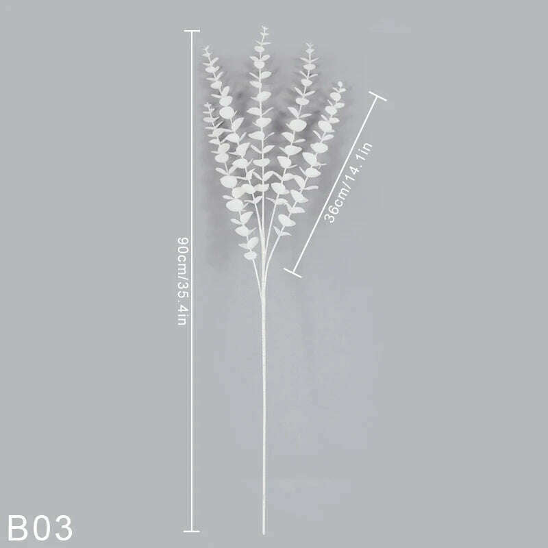 1bunch Simulation White Eucalyptus Wedding Party Hotel Scene Layout DIY Home Decoration Accessories Artificial Plant Photo Props - KIMLUD