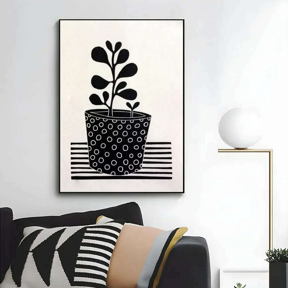 1pc Abstract Line Lemon Flower Vase Geometry Nordic Poster Paper Print Home Bedroom Entrance Bar Cafe Art Painting Decoration - KIMLUD