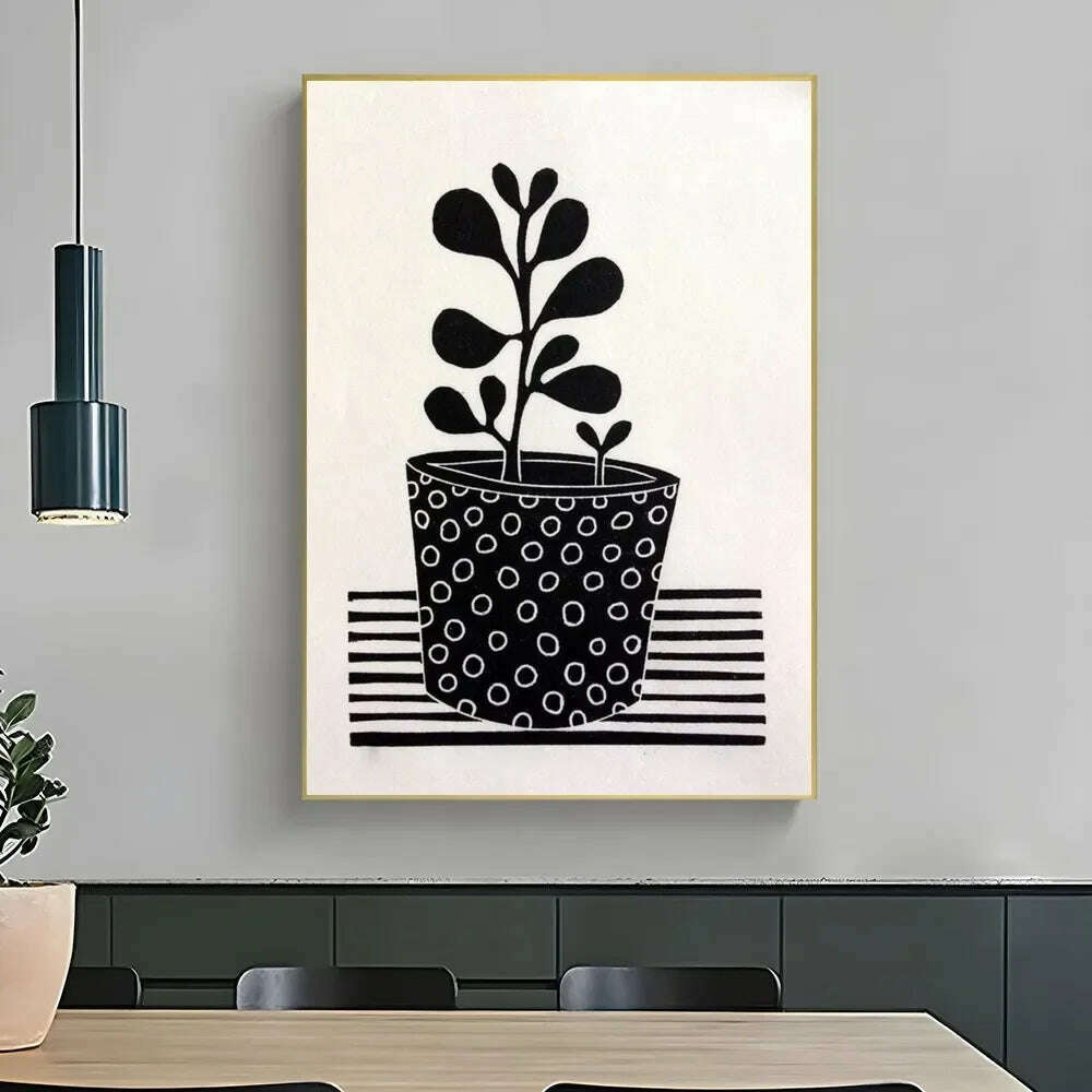 1pc Abstract Line Lemon Flower Vase Geometry Nordic Poster Paper Print Home Bedroom Entrance Bar Cafe Art Painting Decoration - KIMLUD