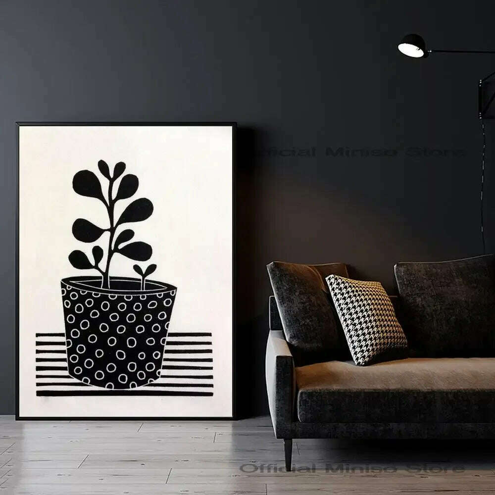 1pc Abstract Line Lemon Flower Vase Geometry Nordic Poster Paper Print Home Bedroom Entrance Bar Cafe Art Painting Decoration - KIMLUD