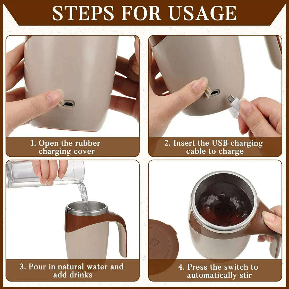 KIMLUD, 1pc Automatic Magnetic Stirring Coffee Mug Rotating Home Office Travel Mixing Cup Electric Stainless Steel Self Mixing Coffee, KIMLUD Womens Clothes