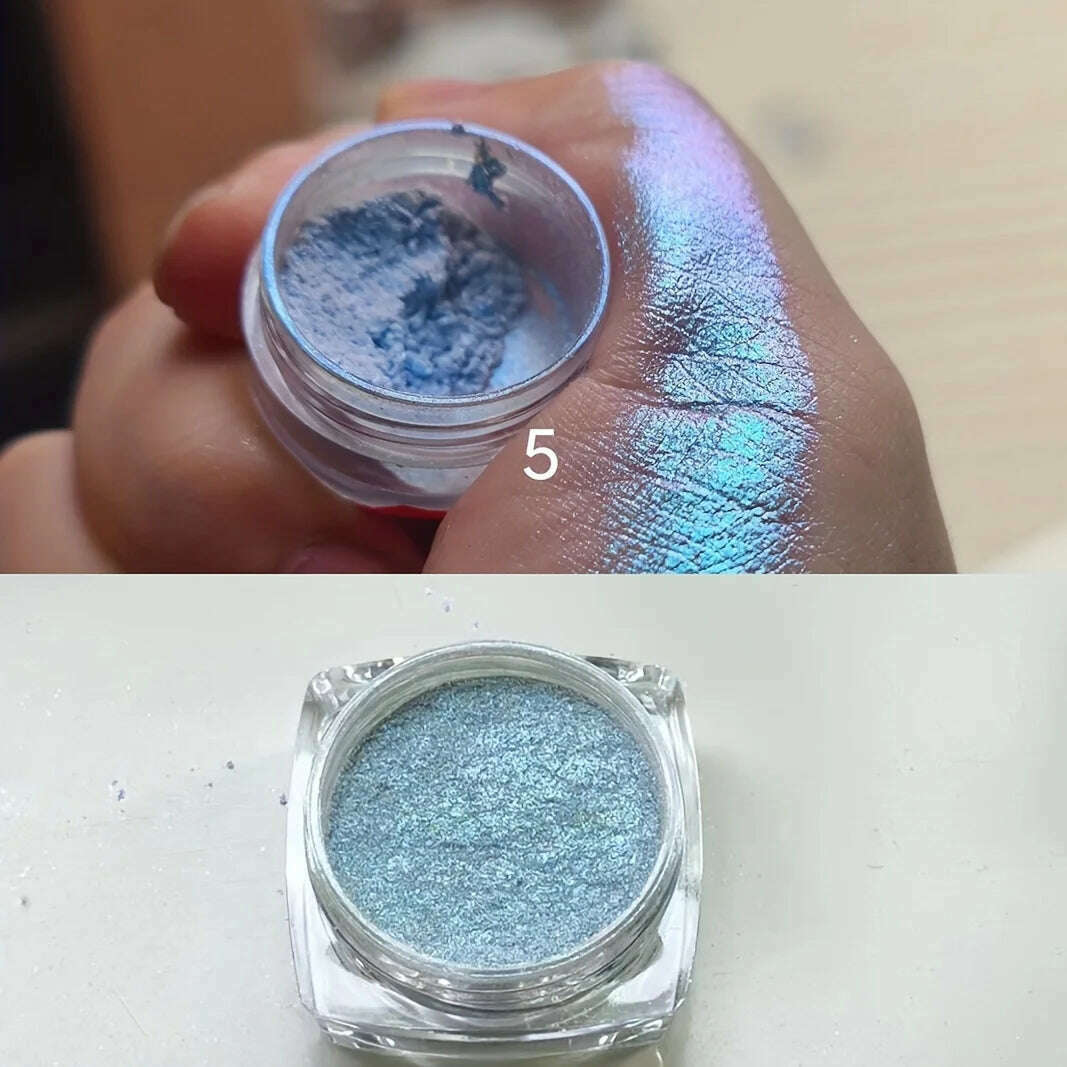 KIMLUD, 1PC Chameleon Glitter Eyeshadow Powder, Metallic Ultra-Fine Highlighter Chrome Blue Purple Shiny Powder, Multifunction Makeup, 05, KIMLUD APPAREL - Womens Clothes