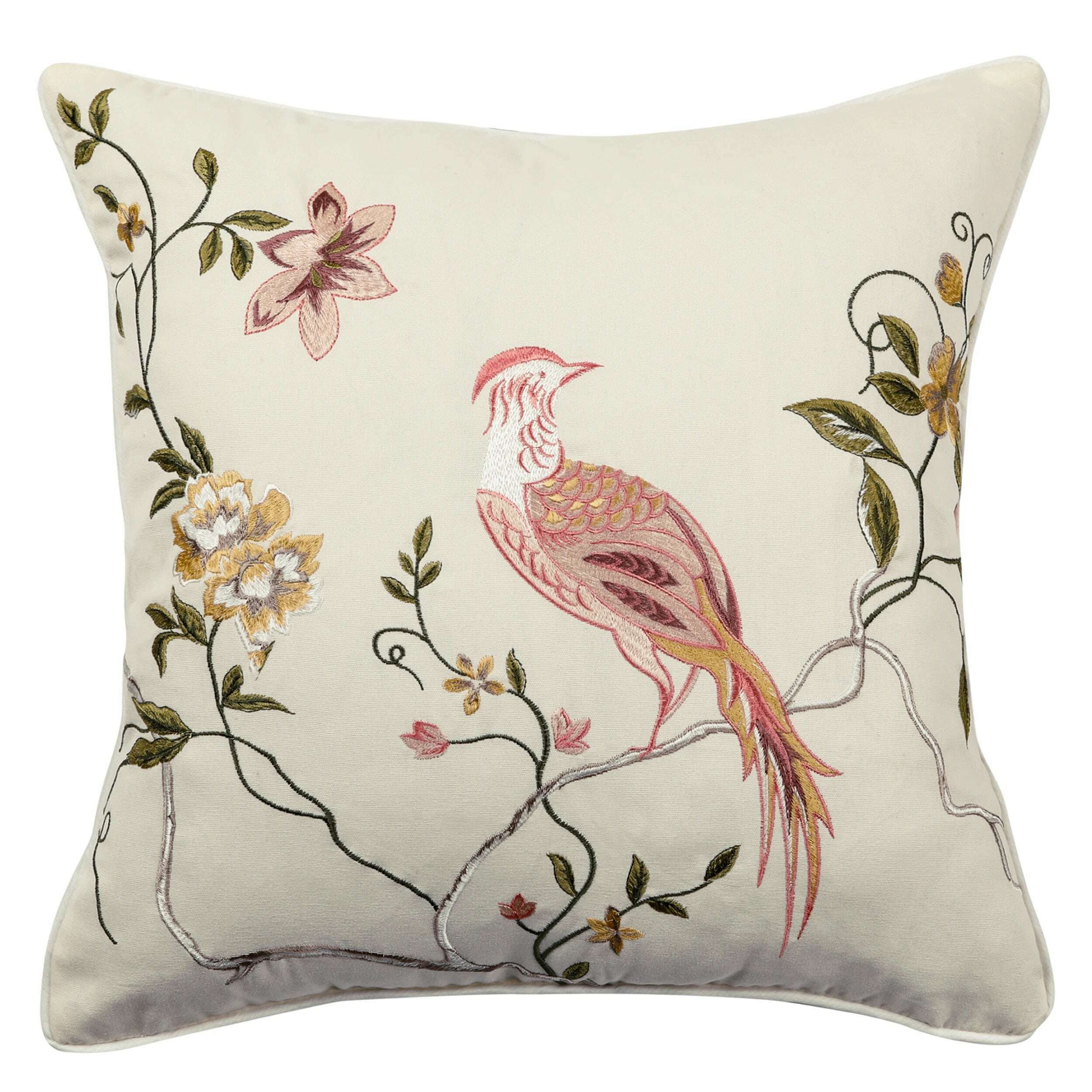 KIMLUD, 1Pc Decorative Pillowcase Flowers Embroidered Throw Pillow Covers Farmhouse Cotton Pillow Cushion Cases Home Decor, Pink / 450mm*450mm, KIMLUD APPAREL - Womens Clothes