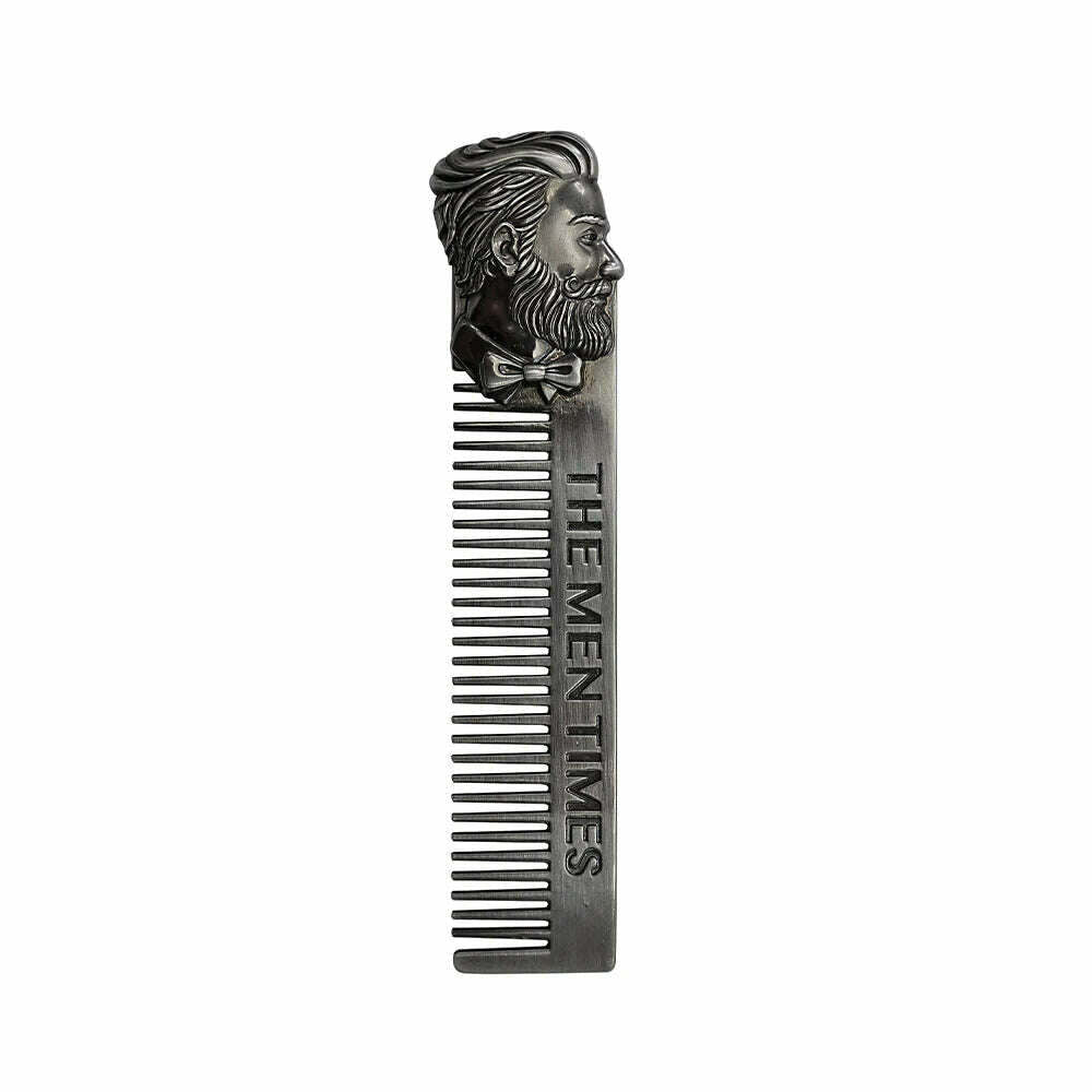 1PC Gentelman Barber Styling Metal Comb Stainless Steel Men Beard Comb Mustache Care Shaping Tools Pocket Size Silver Hair Comb - KIMLUD