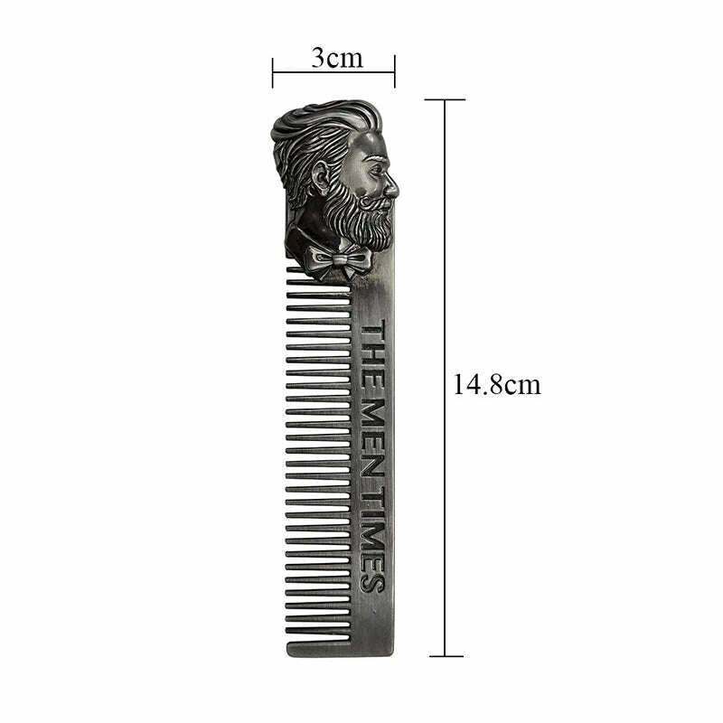 1PC Gentelman Barber Styling Metal Comb Stainless Steel Men Beard Comb Mustache Care Shaping Tools Pocket Size Silver Hair Comb - KIMLUD