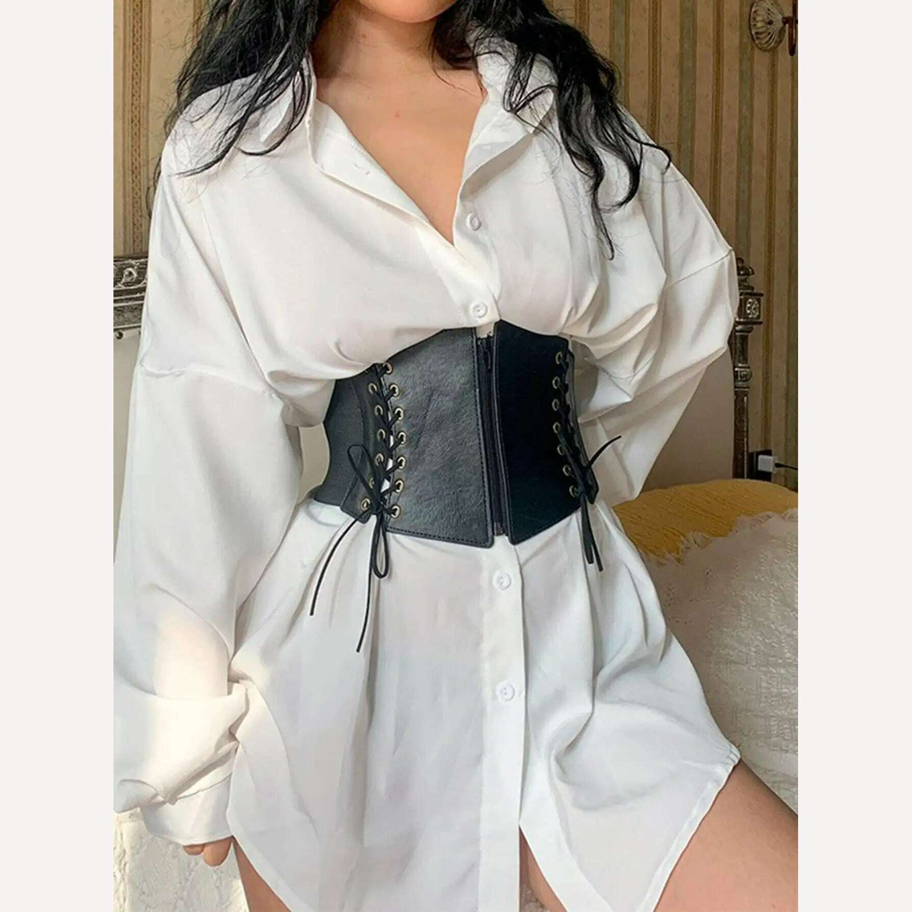 1pc Lace Up Front Corset Belt - KIMLUD