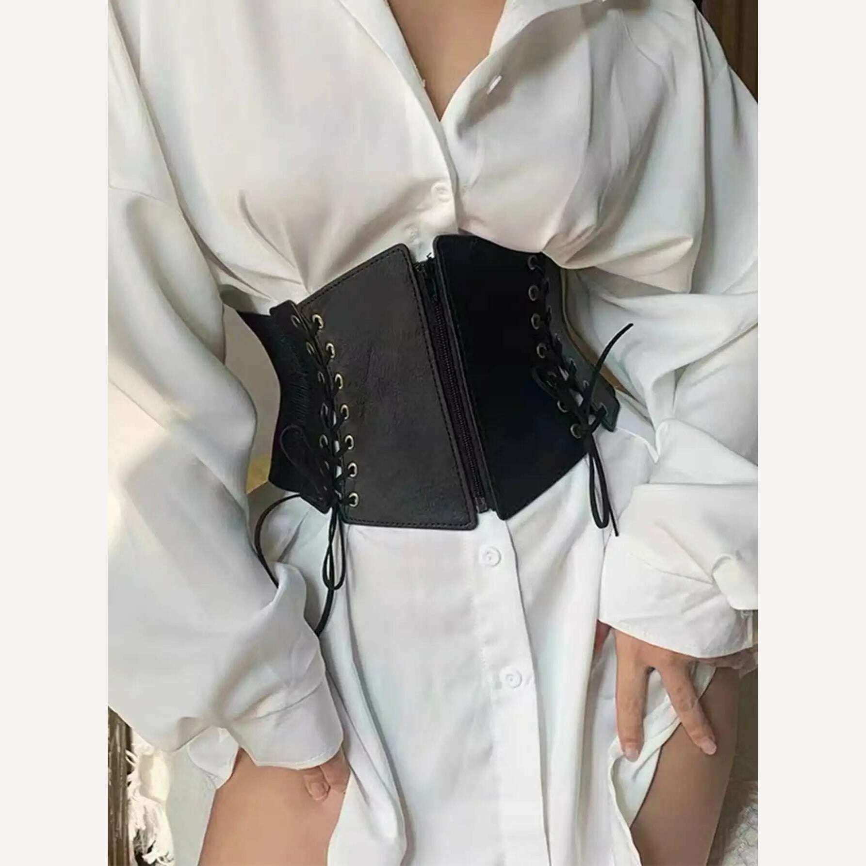 1pc Lace Up Front Corset Belt - KIMLUD