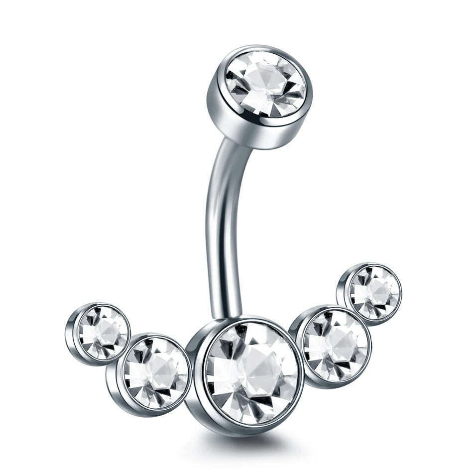 KIMLUD, 1Pc Surgical Steel Belly Button Ring Navel Nombril Piercing CZ Belly Ring Sexy Women Belly Piercing Body Jewelry Ombligo 14G, KIMLUD Womens Clothes