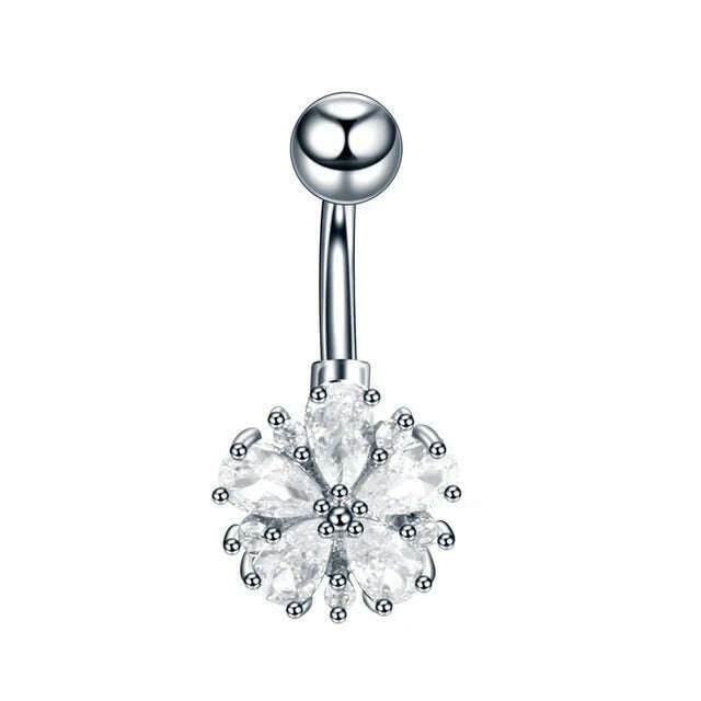 1Pc Surgical Steel Belly Button Ring Navel Nombril Piercing CZ Belly Ring Sexy Women Belly Piercing Body Jewelry Ombligo 14G - KIMLUD