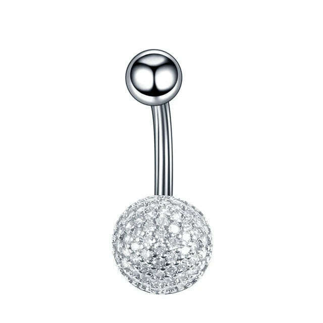 1Pc Surgical Steel Belly Button Ring Navel Nombril Piercing CZ Belly Ring Sexy Women Belly Piercing Body Jewelry Ombligo 14G - KIMLUD