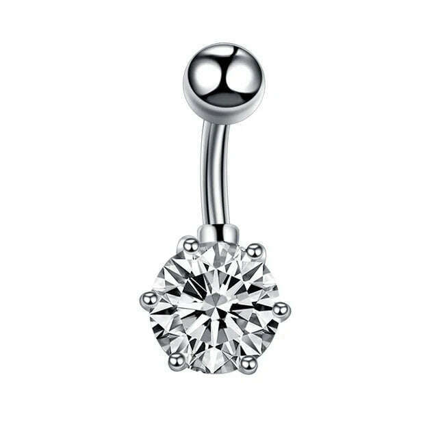 KIMLUD, 1Pc Surgical Steel Belly Button Ring Navel Nombril Piercing CZ Belly Ring Sexy Women Belly Piercing Body Jewelry Ombligo 14G, Style 2, KIMLUD APPAREL - Womens Clothes