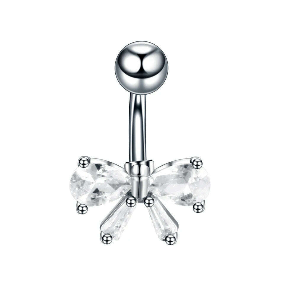 1Pc Surgical Steel Belly Button Ring Navel Nombril Piercing CZ Belly Ring Sexy Women Belly Piercing Body Jewelry Ombligo 14G - KIMLUD