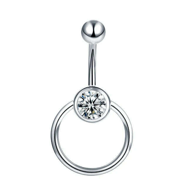 1Pc Surgical Steel Belly Button Ring Navel Nombril Piercing CZ Belly Ring Sexy Women Belly Piercing Body Jewelry Ombligo 14G - KIMLUD