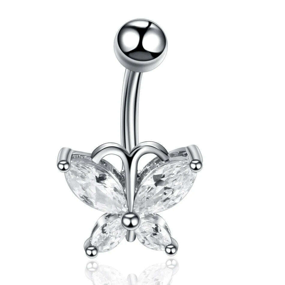 1Pc Surgical Steel Belly Button Ring Navel Nombril Piercing CZ Belly Ring Sexy Women Belly Piercing Body Jewelry Ombligo 14G - KIMLUD