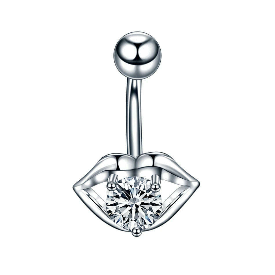 1Pc Surgical Steel Belly Button Ring Navel Nombril Piercing CZ Belly Ring Sexy Women Belly Piercing Body Jewelry Ombligo 14G - KIMLUD