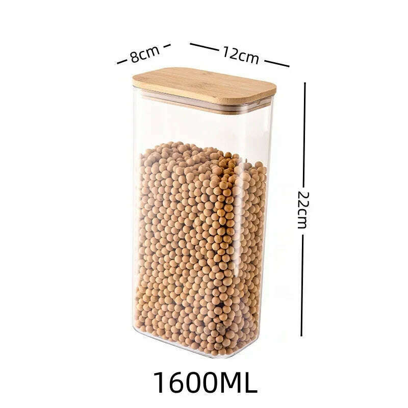 KIMLUD, 1pcs Rectangular Glass Storage Container Easy To Grip for Organizing Kitchen Food Such As Miscellaneous Grains Nuts and Oatmeal, B1600ml, KIMLUD Womens Clothes