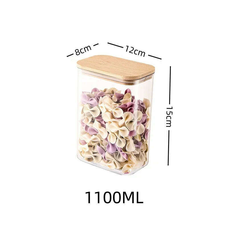 KIMLUD, 1pcs Rectangular Glass Storage Container Easy To Grip for Organizing Kitchen Food Such As Miscellaneous Grains Nuts and Oatmeal, B1100ml, KIMLUD Womens Clothes