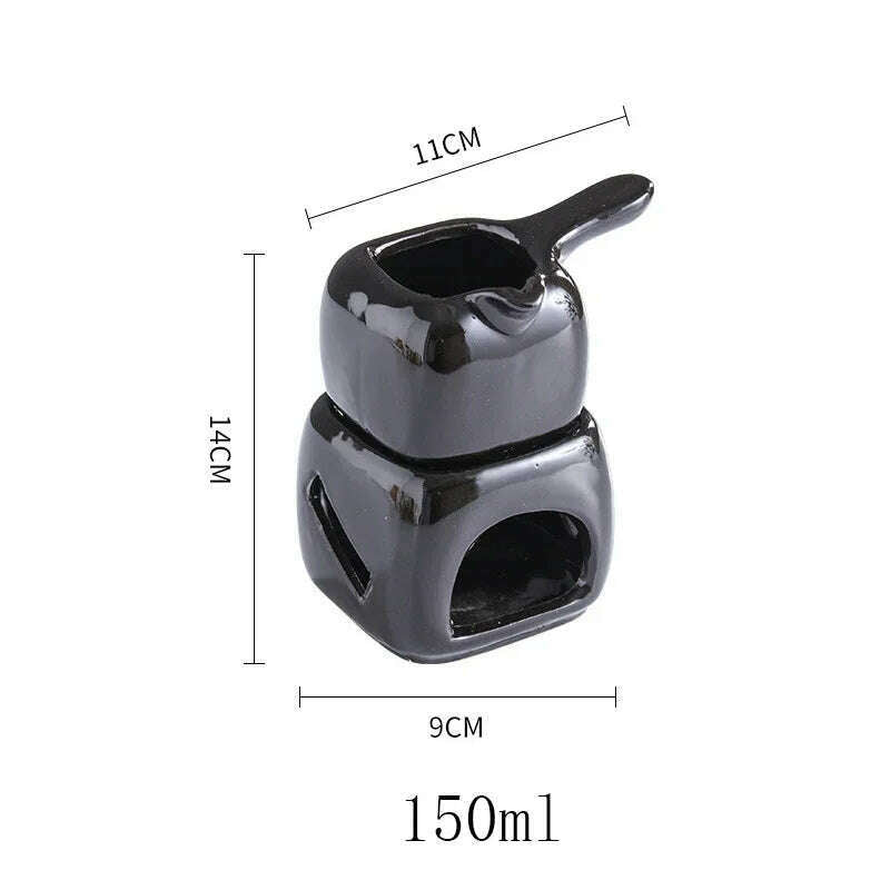 2 in 1 Ceramics Spa Essential Oil Massage Heater 150ml Square Aromatherapy Candle Heating Holder Black Separated Tea Warmer - KIMLUD