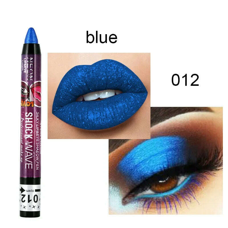 KIMLUD, 2 In 1  Eyeshadow Lipstick Stick Pencil Waterproof Glitter Matte Eye Shadow Makeup Pigment  Eyeshadow Pen, E1-12, KIMLUD APPAREL - Womens Clothes