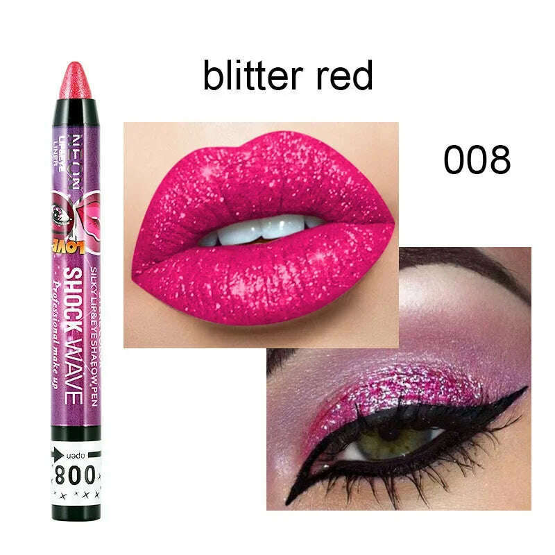 KIMLUD, 2 In 1  Eyeshadow Lipstick Stick Pencil Waterproof Glitter Matte Eye Shadow Makeup Pigment  Eyeshadow Pen, E1-08, KIMLUD APPAREL - Womens Clothes