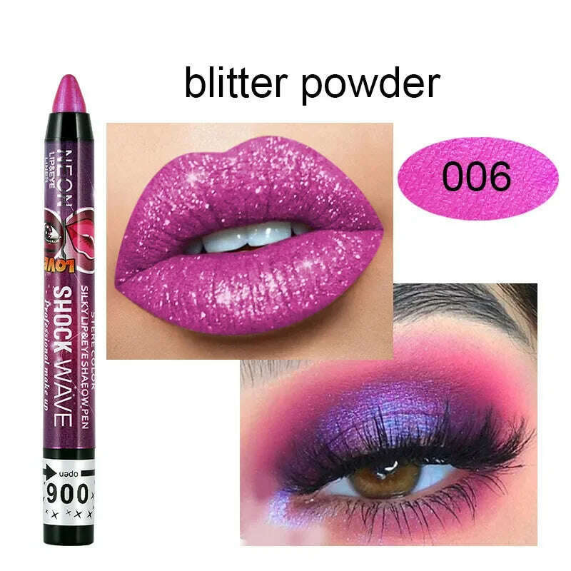 KIMLUD, 2 In 1  Eyeshadow Lipstick Stick Pencil Waterproof Glitter Matte Eye Shadow Makeup Pigment  Eyeshadow Pen, E1-06, KIMLUD APPAREL - Womens Clothes