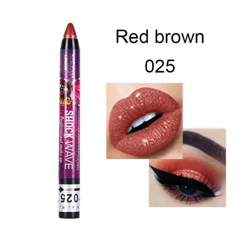 KIMLUD, 2 In 1  Eyeshadow Lipstick Stick Pencil Waterproof Glitter Matte Eye Shadow Makeup Pigment  Eyeshadow Pen, E1-25, KIMLUD APPAREL - Womens Clothes