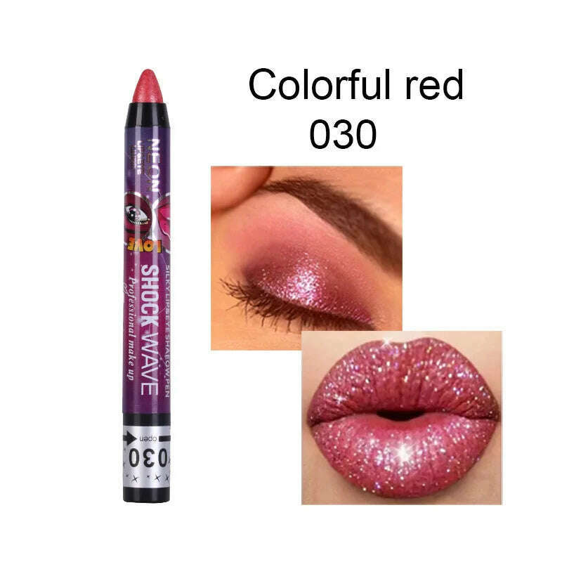 KIMLUD, 2 In 1  Eyeshadow Lipstick Stick Pencil Waterproof Glitter Matte Eye Shadow Makeup Pigment  Eyeshadow Pen, E1-30, KIMLUD APPAREL - Womens Clothes