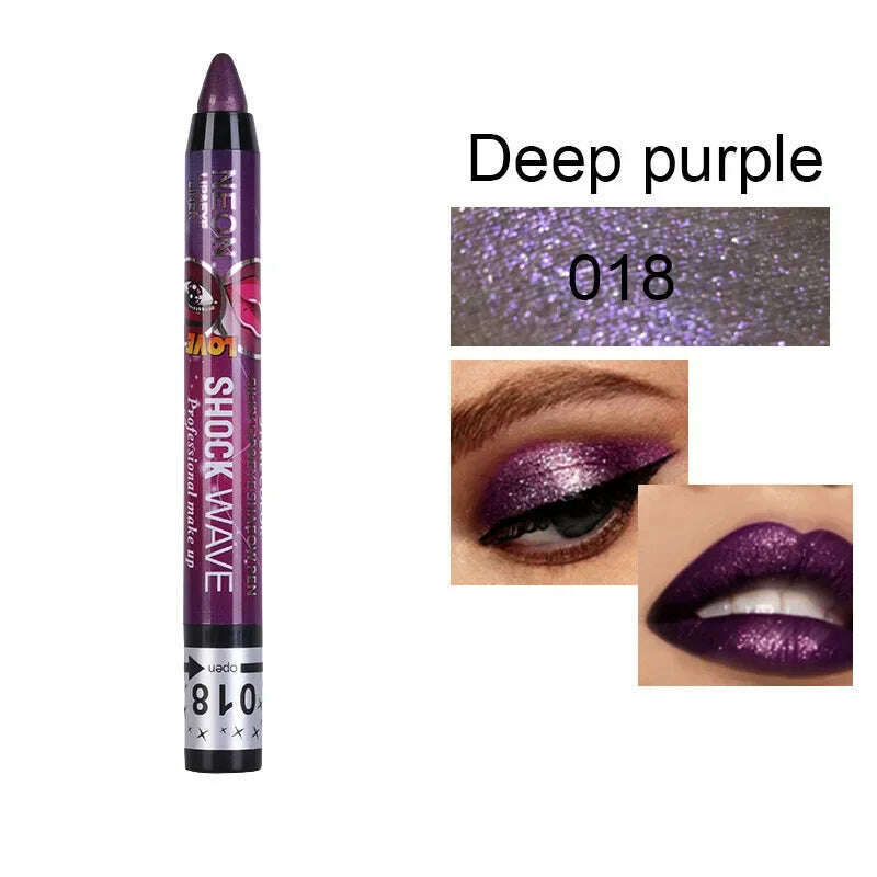 KIMLUD, 2 In 1  Eyeshadow Lipstick Stick Pencil Waterproof Glitter Matte Eye Shadow Makeup Pigment  Eyeshadow Pen, E1-18, KIMLUD APPAREL - Womens Clothes