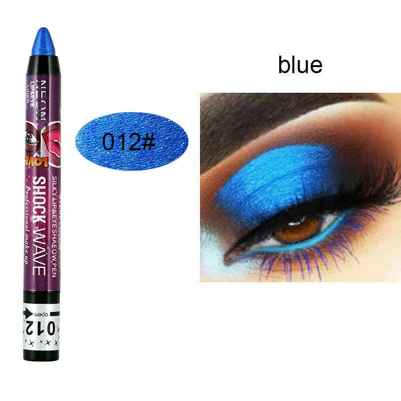 KIMLUD, 2 In 1 Glitter Eyeshadow Lipstick Pencil Stick Waterproof Pearl Silkworm Eye Shadow Pen Long-lasting Eyeshadow Make Up Cosmetic, 012, KIMLUD APPAREL - Womens Clothes