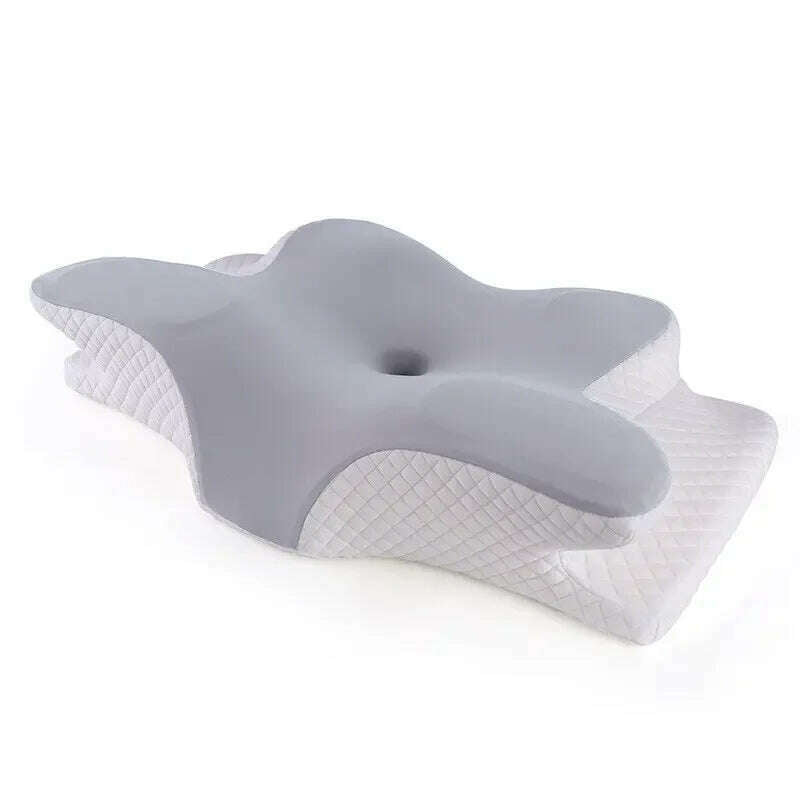 KIMLUD, 2 in 1 Memory Foam Cervical Pillow, Ergonomic Contour Orthopedic Pillow for Neck Pain, Contoured Support Pillows,Neck Pillow, gray, KIMLUD APPAREL - Womens Clothes