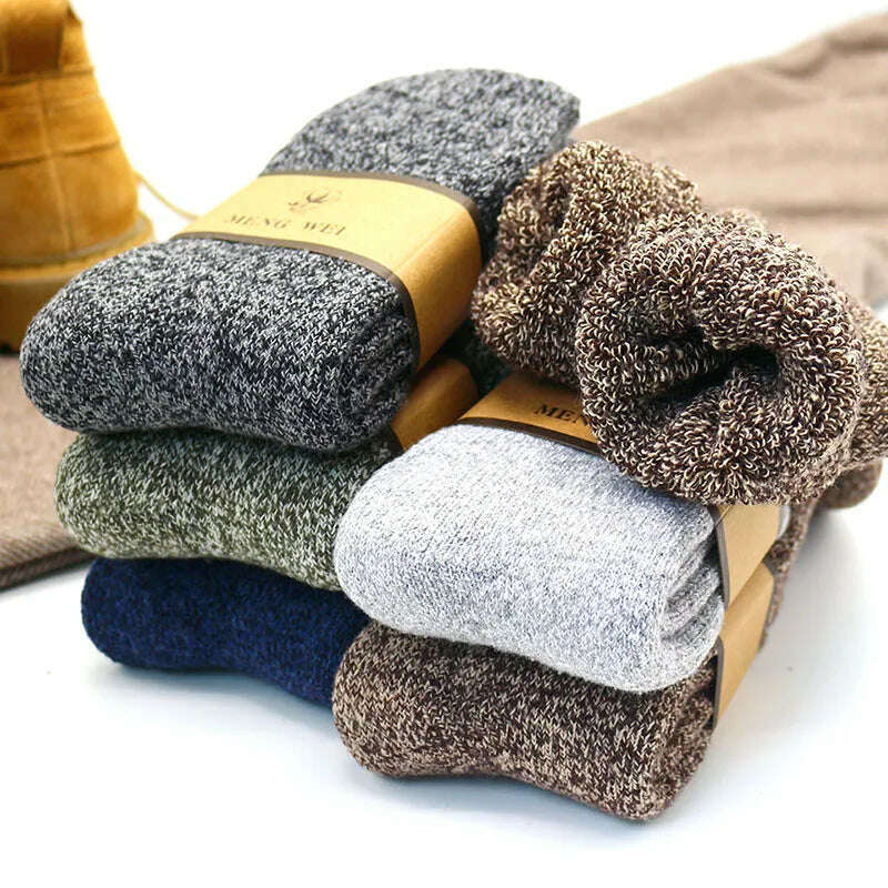 KIMLUD, 2 Pair Winter Men's Merino Wool Socks Super Thick Warm High Quality Harajuku Retro Snow Casual Antifreeze Cashmere Socks Men, KIMLUD Womens Clothes