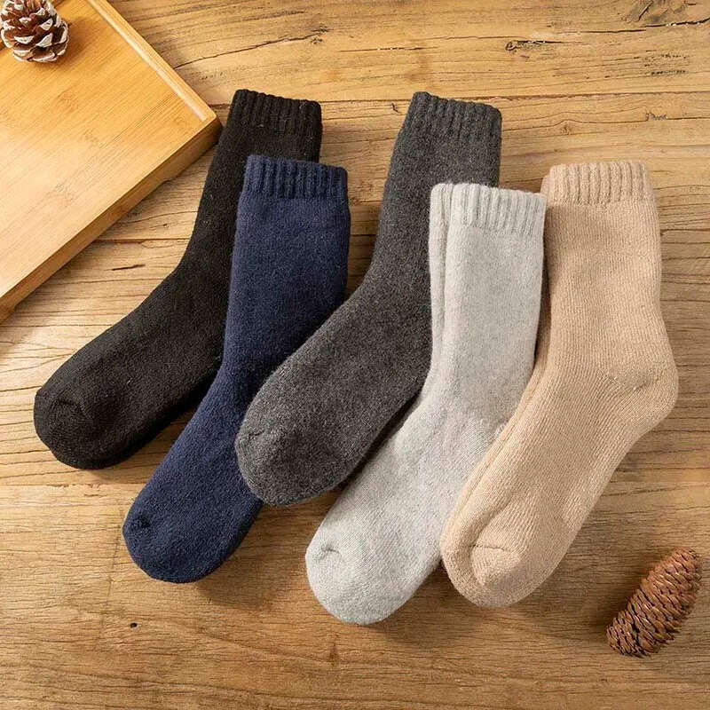 KIMLUD, 2 Pair Winter Men's Merino Wool Socks Super Thick Warm High Quality Harajuku Retro Snow Casual Antifreeze Cashmere Socks Men, KIMLUD Womens Clothes