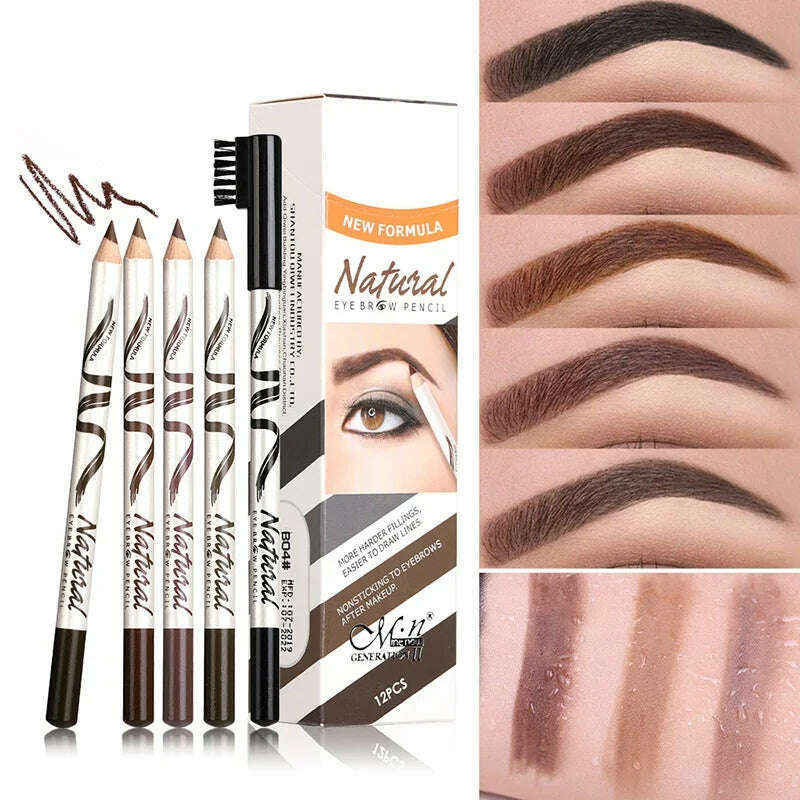 2 PCS Waterproof Eyebrow Pencil 5 Colors Eyebrow Pen for Women Beauty Cosmetic Eyebrow Pencil Cosmetics Tool - KIMLUD