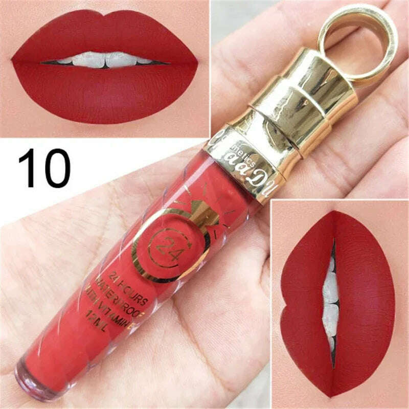 20 Colors Lipstick Waterproof Long Lasting Matte+Shimmer Mental Beauty Lip Gloss Nude Glitter Lip Gloss Beauty Red Lip Tint New - KIMLUD