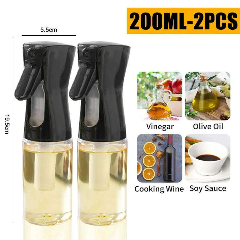 KIMLUD, 200/300/500 ML Oil Spray Pot Kitchen Household Edible Olive Oil Spray Bottle Atomized Misty Oil Tank Air Fryer Spray Bottle, 200ML-2PCS, KIMLUD APPAREL - Womens Clothes