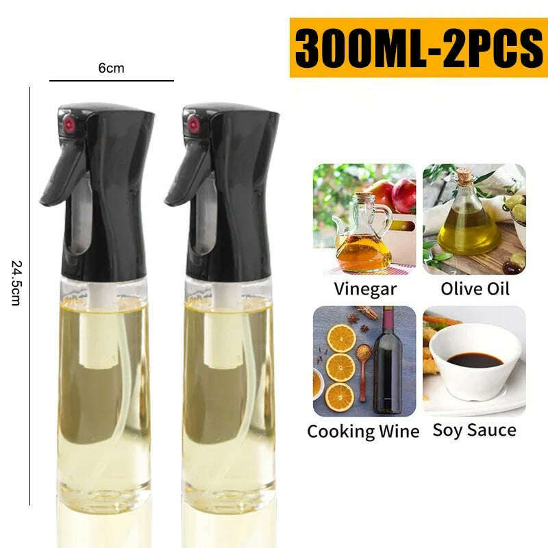 KIMLUD, 200/300/500 ML Oil Spray Pot Kitchen Household Edible Olive Oil Spray Bottle Atomized Misty Oil Tank Air Fryer Spray Bottle, 300ML-2PCS, KIMLUD APPAREL - Womens Clothes