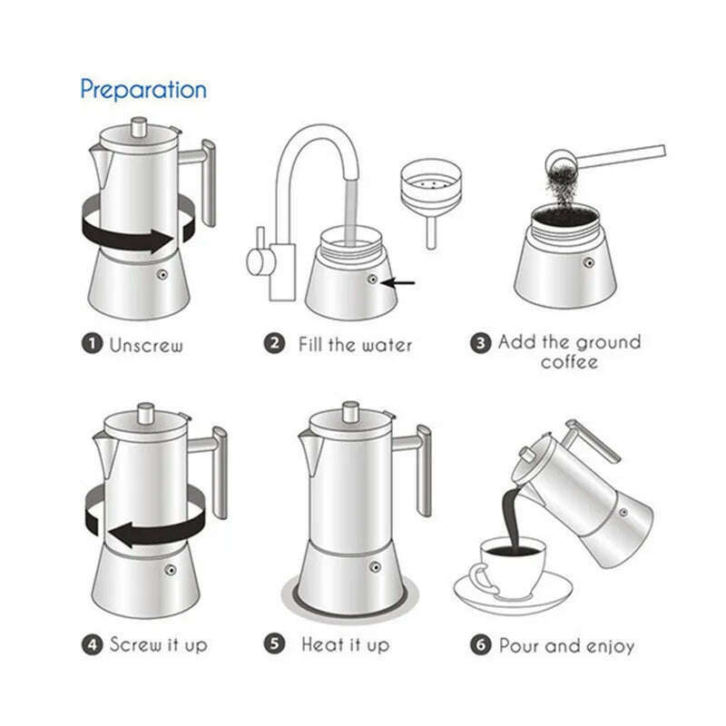 200/300/500ML Thickened Stainless Steel Coffee Pot Mocha Kettle Cuban Italian Espresso Maker For Gas Stove Or Induction Cooker - KIMLUD