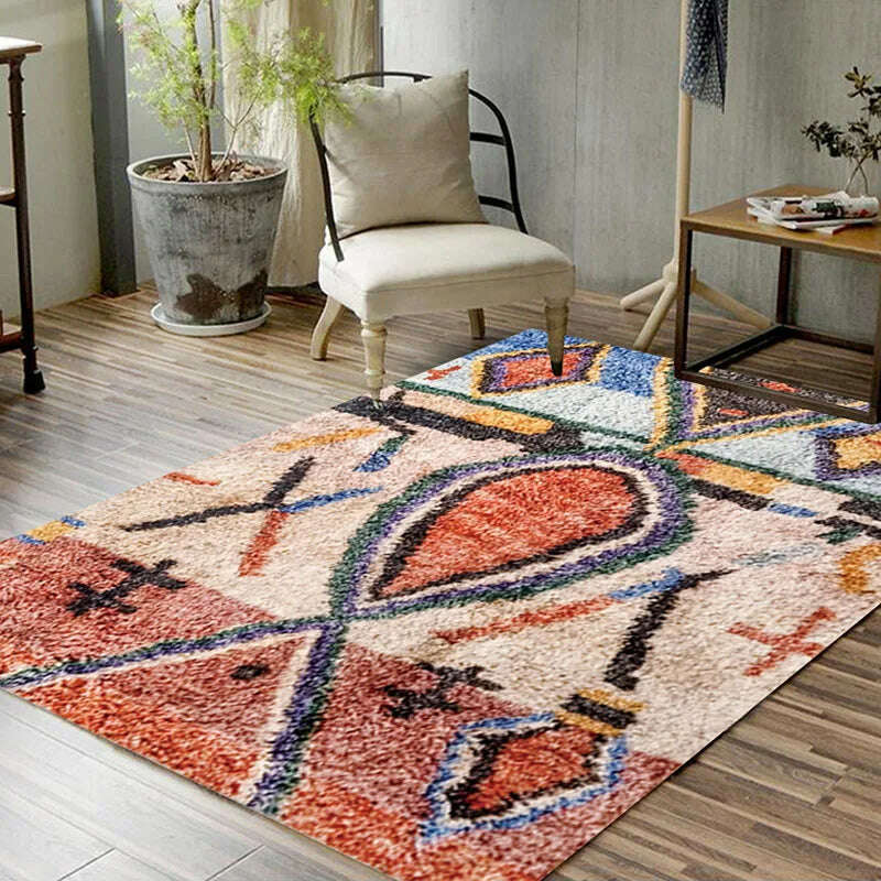 KIMLUD, 200*300cm American Ethnic Style Living Room Morocco Vintage Carpet Bedroom Bohemian Soft Bedside Carpet Nordic Shaggy Area Rug, KIMLUD Womens Clothes