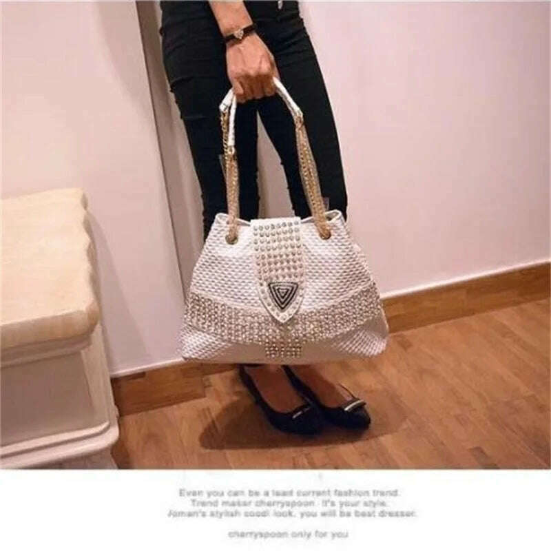 2020 new female bag tide diamond drill women handbag shoulder Messenger bags portable casual rhinestone ladies crossbody bags - KIMLUD