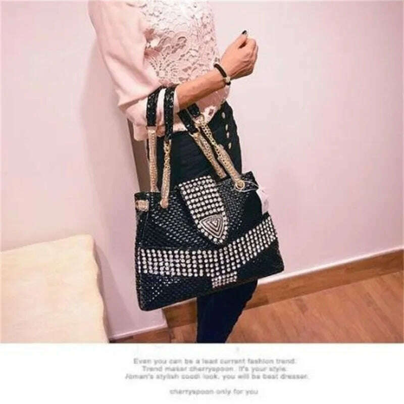 2020 new female bag tide diamond drill women handbag shoulder Messenger bags portable casual rhinestone ladies crossbody bags - KIMLUD