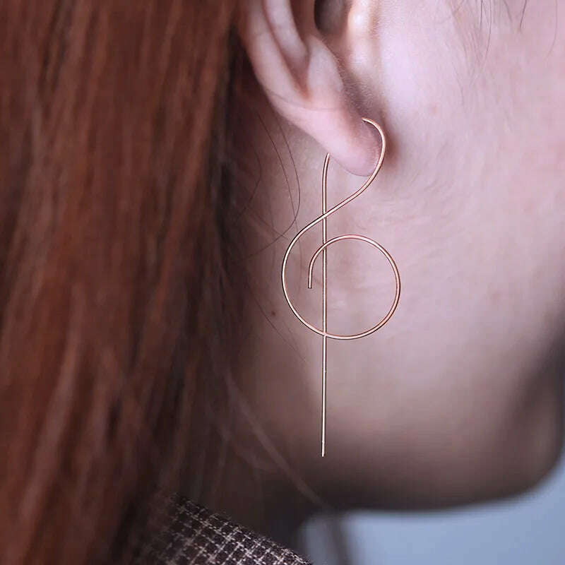 KIMLUD, 2021 Trendy Music Symbol Earrings for women Simple Treble Clef Note earrings fashionTemperament Female, KIMLUD Womens Clothes