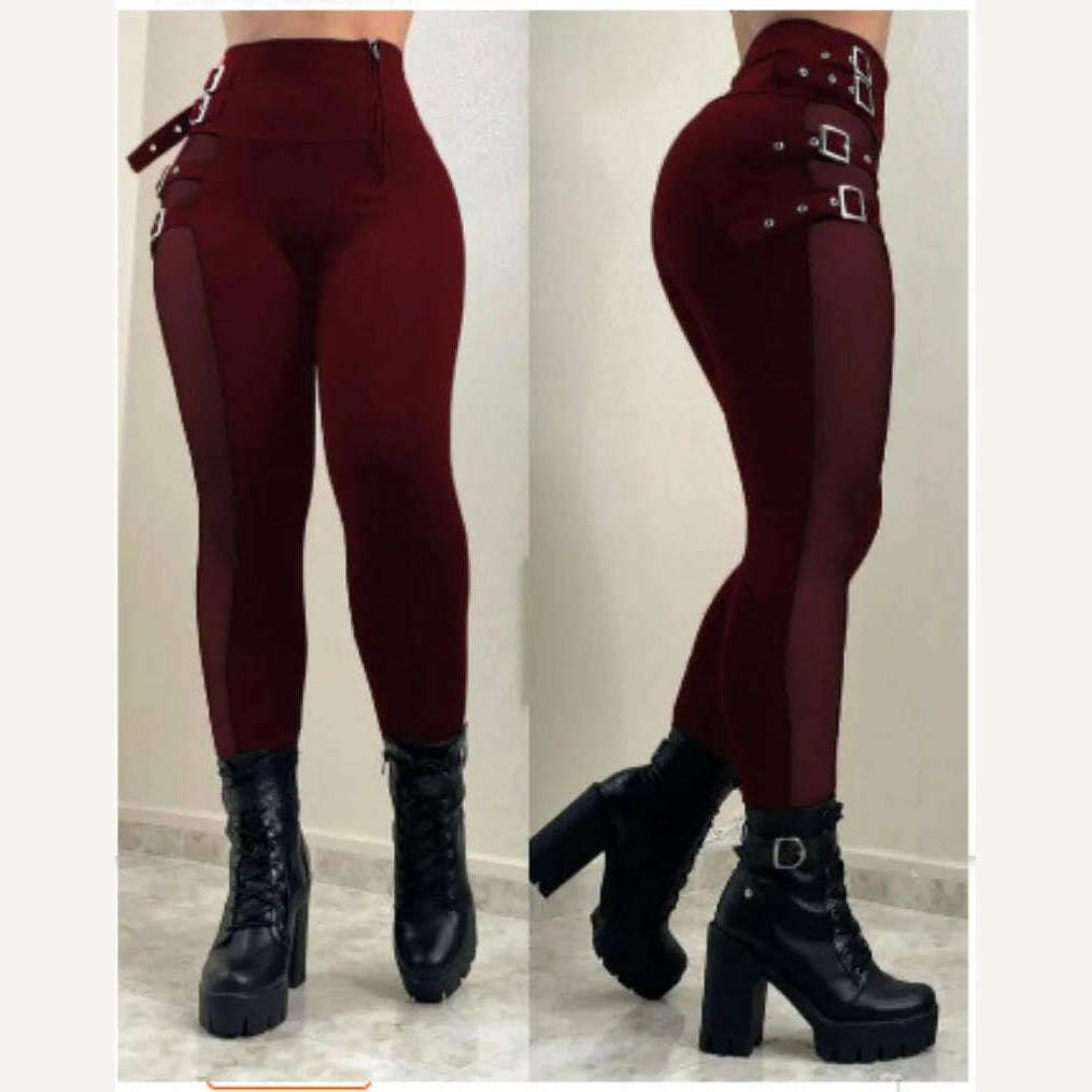 2021 Women Fashion Elegant Solid Color High Waist Button Pants Sexy Skinny Trousers for Ladies Casual Harajuku Pant with Zipper - KIMLUD