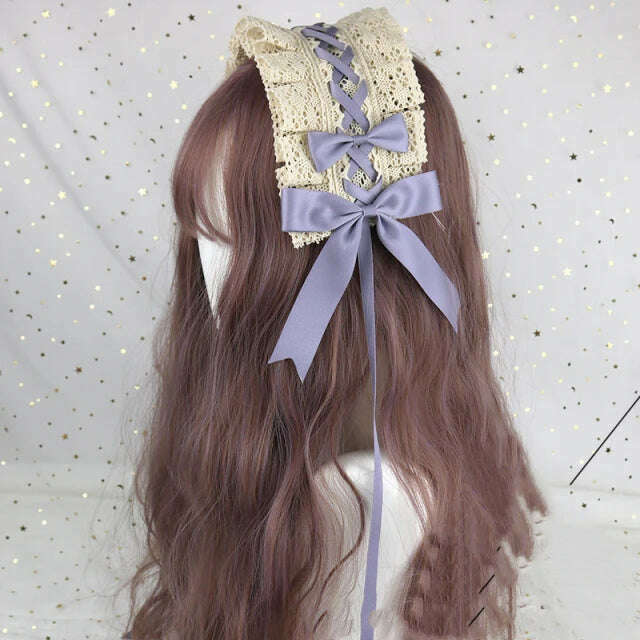 2022 Gothic Bowknot Sweet Hair Hoop Anime Maid Cosplay Headband Lolita Lace Flower Headwear Accessory Dropshipping - KIMLUD