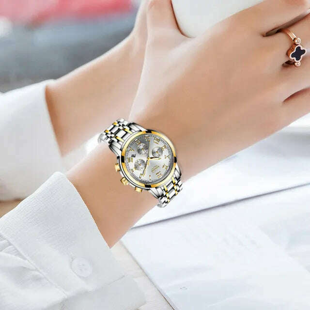 2022 LIGE Ladies Watches Top Brand Luxury Fashion Stainless Steel Watch Women Chronograph Quartz Clock Waterproof Wristwatch+Box - KIMLUD