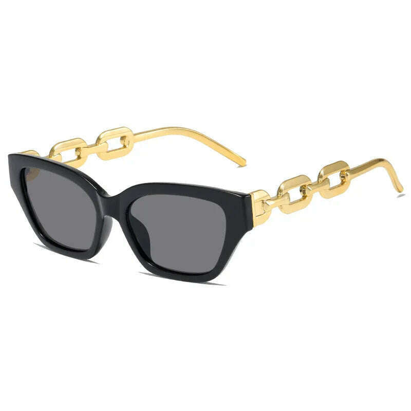 KIMLUD, 2022 New Fashion Cat Eye Sunglasses Women Vintage Brand Designer Glasses Black Sun Glasses Female UV400 Golden Eyewear, Black / As the picture shown, KIMLUD APPAREL - Womens Clothes