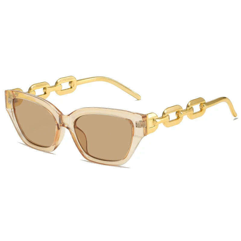 KIMLUD, 2022 New Fashion Cat Eye Sunglasses Women Vintage Brand Designer Glasses Black Sun Glasses Female UV400 Golden Eyewear, Champagne / As the picture shown, KIMLUD APPAREL - Womens Clothes