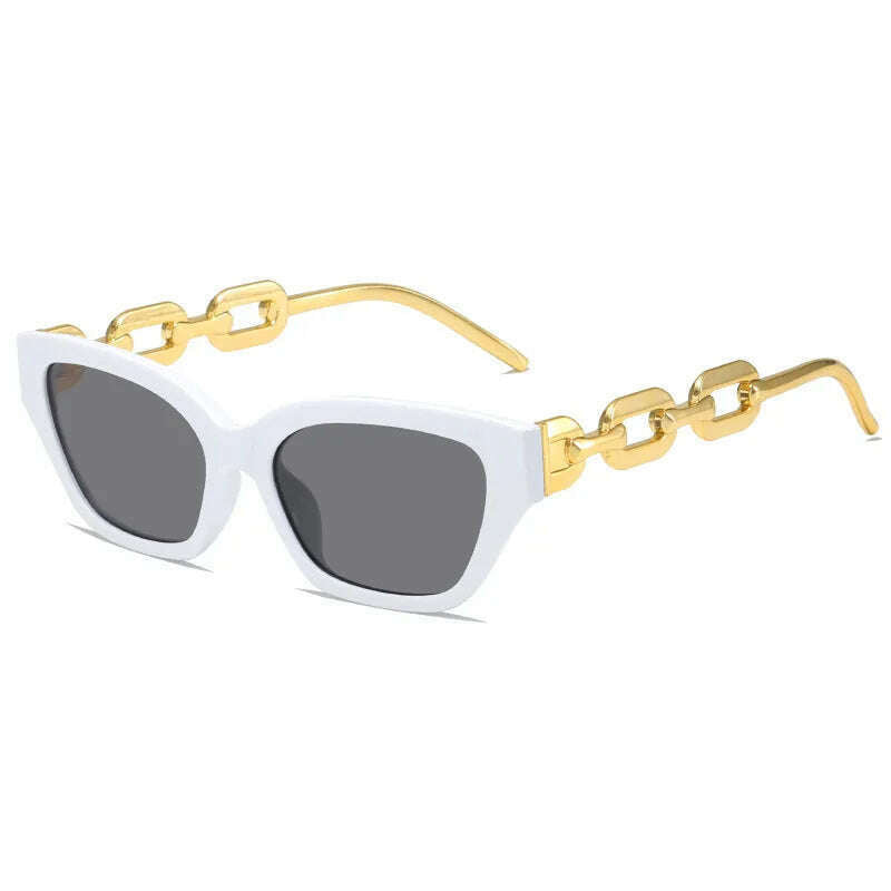 KIMLUD, 2022 New Fashion Cat Eye Sunglasses Women Vintage Brand Designer Glasses Black Sun Glasses Female UV400 Golden Eyewear, White / As the picture shown, KIMLUD APPAREL - Womens Clothes