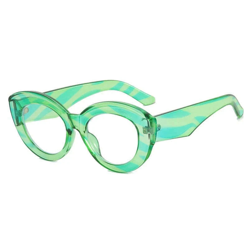 KIMLUD, 2022 New Fashion Sexy Cat Eye Glasses Women Vintage Stripe Frame Optical Anti-blue Eyeglasses Female Leopard Oculos Spectacles, Green3015, KIMLUD APPAREL - Womens Clothes