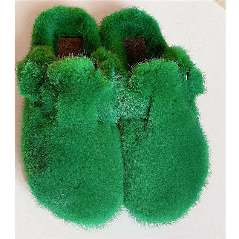 KIMLUD, 2022 The New Ladies Fur Slippers 100% Mink Fur Slippers Autumn And Winter Furry Flat Slippers Indoor Slippers Muller Slippers, 1 / 41, KIMLUD APPAREL - Womens Clothes